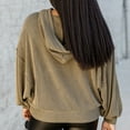 thumbnail image 3 of pbnbp Womens Fall Fashion 2023 Women's Casual Pure Half Zip V-Neck Loose Fitting Pullover Long Sleeved Lapel, with Kangroo Pockets, 3 of 7
