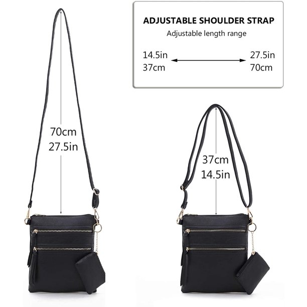 Tri Pocket Crossbody Bag - Black