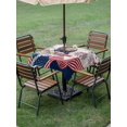 thumbnail image 4 of Outdoor Tablecloth with Umbrella Hole for Patio/Picnic/Party/Camping, Anniversary USA Flag Waterproof Table Cloth Square Cover Washable, Eagle American Retro (60"x 60"), 4 of 9