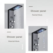 Senlesen Black Shower Panel Tower LED Rain Shower Faucets Massage System Body Jet Sprayer