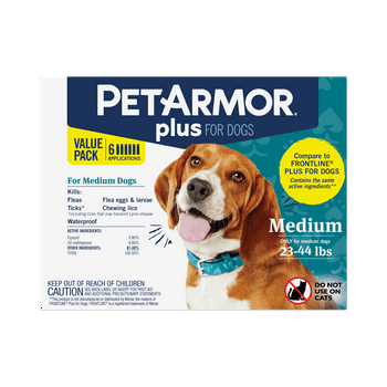 PETARMOR Plus for Medium Dogs 23-44 lbs, Flea & Tick Prevention for Dogs, 6-Month Supply