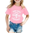 thumbnail image 1 of Hauts et T-Shirts pour Filles, Col Rond avec Lettres, Manches Courtes, Ajustement Confortable pour Usage Quotidien, Style Printemps Été pour Jeunes Filles, 1 of 3