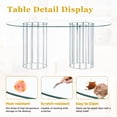 thumbnail image 4 of Sumdeal 5-Piece Luxury Dining Set, 71-Inch Oval Tempered Glass Table with 4 Beige Velvet Tufted High-Back Chairs, Silver Legs, 4 of 9