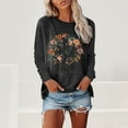 thumbnail image 2 of Arlun,2025 Fall Crew Neck Long Sleeve T Shirts Plus Size Fashion Graphic Printed Loose Fit Comfortable Lightweight Tops Soft Baggy Lounge Tops Dark Gray XXL, 2 of 4