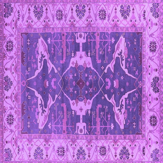 Ahgly Company Indoor Square Oriental Purple Industrial Area Rugs, 8' Square