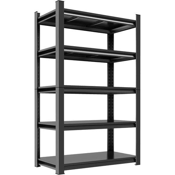 72"H-40"W Garage Shelving Heavy Duty 3000LBS Storage Shelves Adjustable 5 tier Shelving Unit Storage Rack for Basement, Warehouse, Pantry, 72"H×40"W×14"D, Black