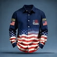 thumbnail image 1 of FINALGANG Mens Point Collar Long Sleeve Button Down Shirt With USA Flag Print 250 Embroidered Patches Casual Loose Fit For Patriotic Events Fourth Of July Daily Wear Trendy Top S, 1 of 3