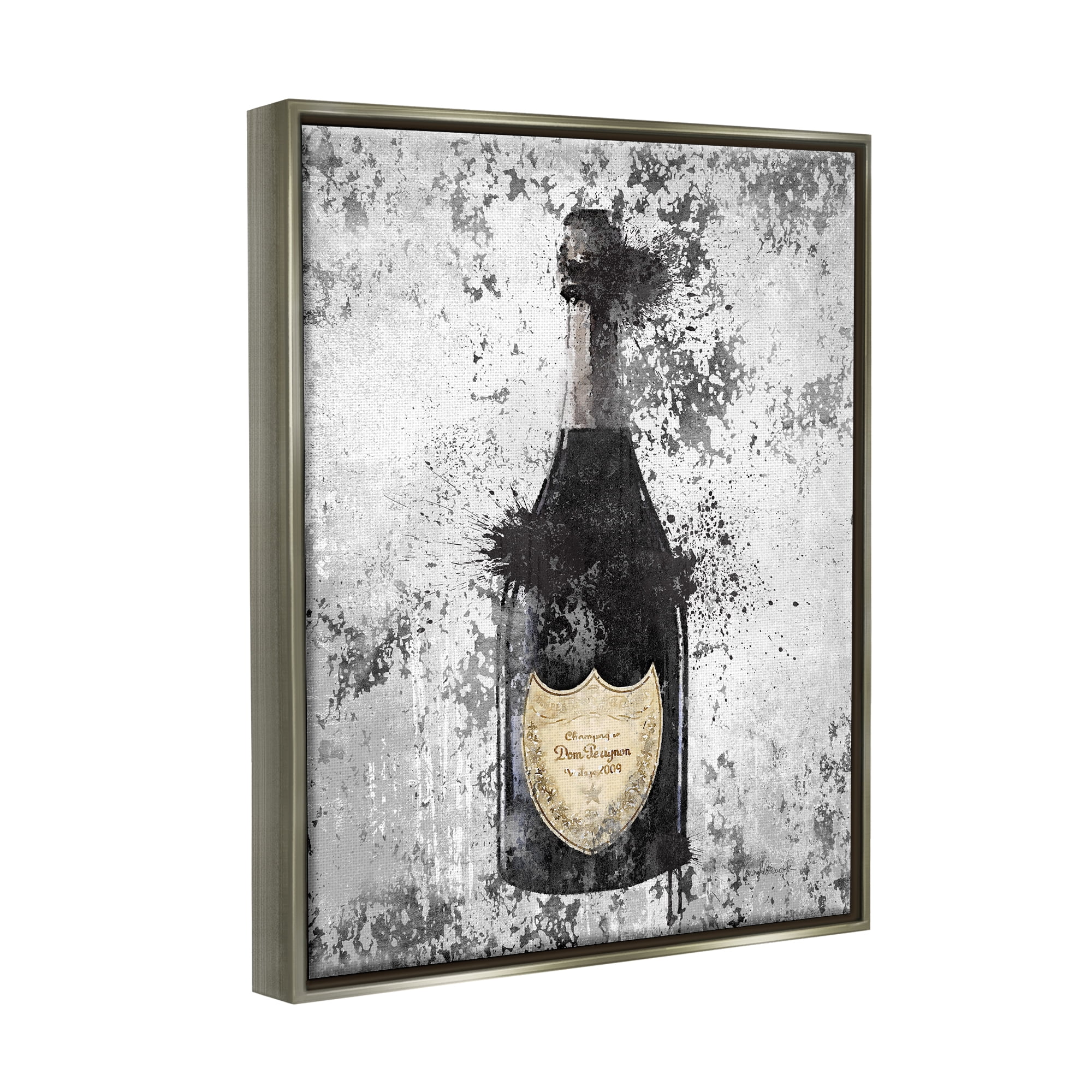 Stupell Industries Champagne Grey Gold Ink Illustration Luster Gray Framed Floating Canvas Wall Art, 16x20, by Amanda Greenwood