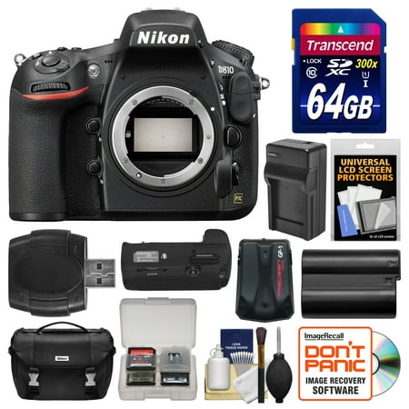 Nikon D810 Digital SLR Camera Body - Factory Refurbished with 64GB Card + Case + Battery & Charger + Grip + GPS Adapter + Kit