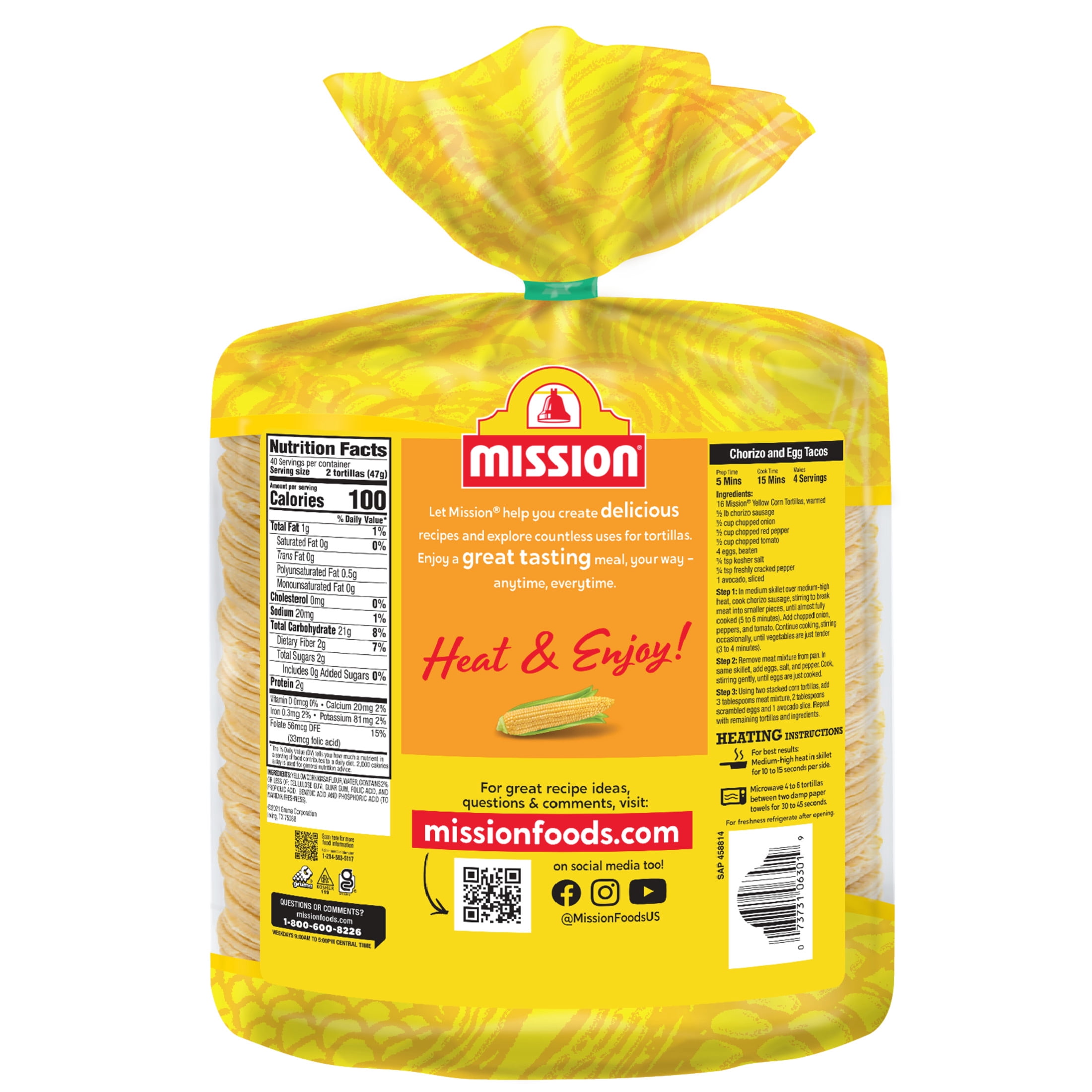 Mission Super Soft Yellow Corn Tortillas, 80 Count
