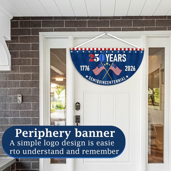 Half-Round Bunting for 4th of July Decor,250th Anniversary Patriotic Flag,Memorial Day Commemorative Banner for Parades and American Home Events