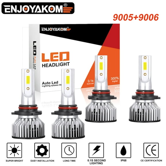 4pcs 9005 9006 LED Headlight Bulbs For Oldsmobile Intrigue 1998-2002 Combo HB3 HB4 High Low Beam Kits 6000K Bright White