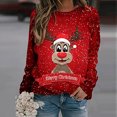 thumbnail image 2 of Camiseta de manga larga con cuello redondo para mujer, divertida, vintage, con estampado navideño Fridja  FKASFK1358, 2 of 4