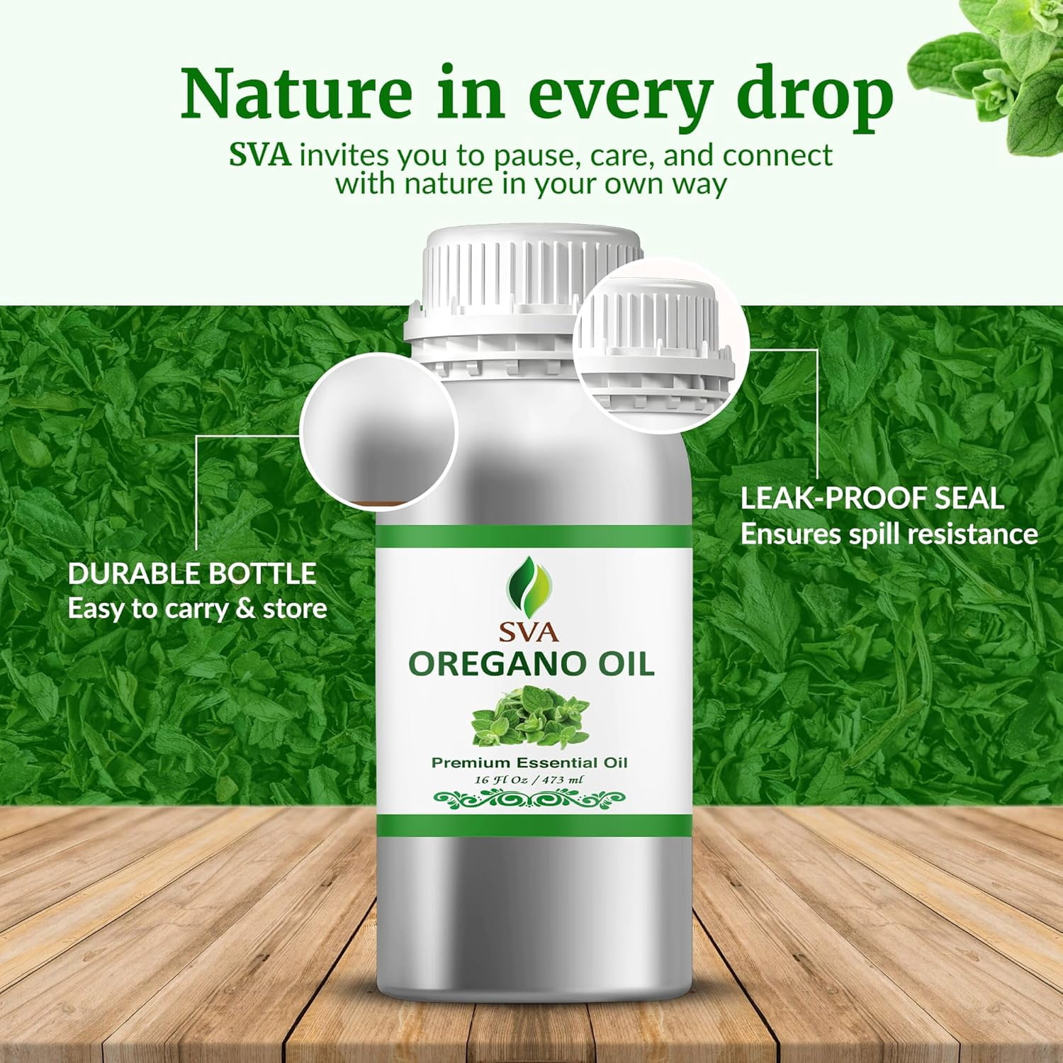 SVA Oregano Essential Oil – 16 Fl Oz – 100% Natural Oregano Oil - for Diffuser, Hair Care, Face, Skin Care, Aromatherapy, Scalp and Body Massage, Soap and Candle Making