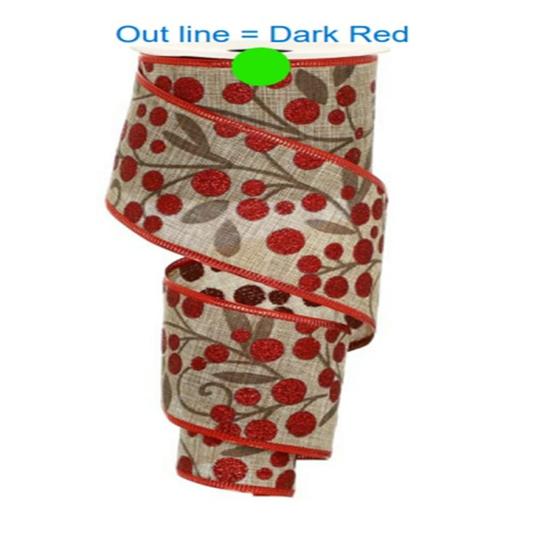 Pineraap Strawberry Cherry Wired Edge Ribbon – 4 Rolls (20 Yards) For Gift Wrapping, Crafts & Party Decor