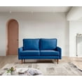 thumbnail image 4 of Zephyr 57.1 in. Modern Contemporary Craftsmanship Sofa, Blue Velvet Loveseat Couch with 2-Seater Cushions & Track Square Armrest, 4 of 17