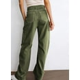 thumbnail image 3 of Women 6 Pockets High Waisted Cargo Pants Wide Leg Casual Pants Combat Military Trouser US 4-18, 3 of 13