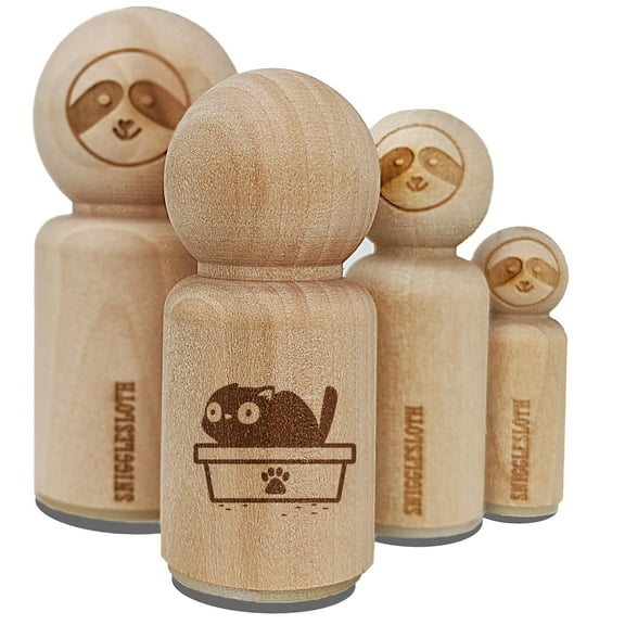 Cat Pooping Litter Box Funny Rubber Stamp for Scrapbooking Crafting Stamping - Mini 1/2 Inch