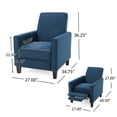 thumbnail image 3 of GDF Studio Jeffrey Fabric Recliner Club Chair, Dark Blue, 3 of 10