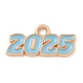 thumbnail image 2 of 100 pc Alloy Enamel Pendants Light golden Cadmium Free & Lead Free Number 2025 Charm Sky Blue 9x18x1.5mm Hole: 1.8mm, 2 of 3
