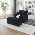 thumbnail image 3 of LITVZ Modern Chaise Lounge Indoor, Big Comfy Corduroy ,56.3" Oversized Chaise Lounge Chair with Ottoman Foot Rest for Living Room (Black), 3 of 10