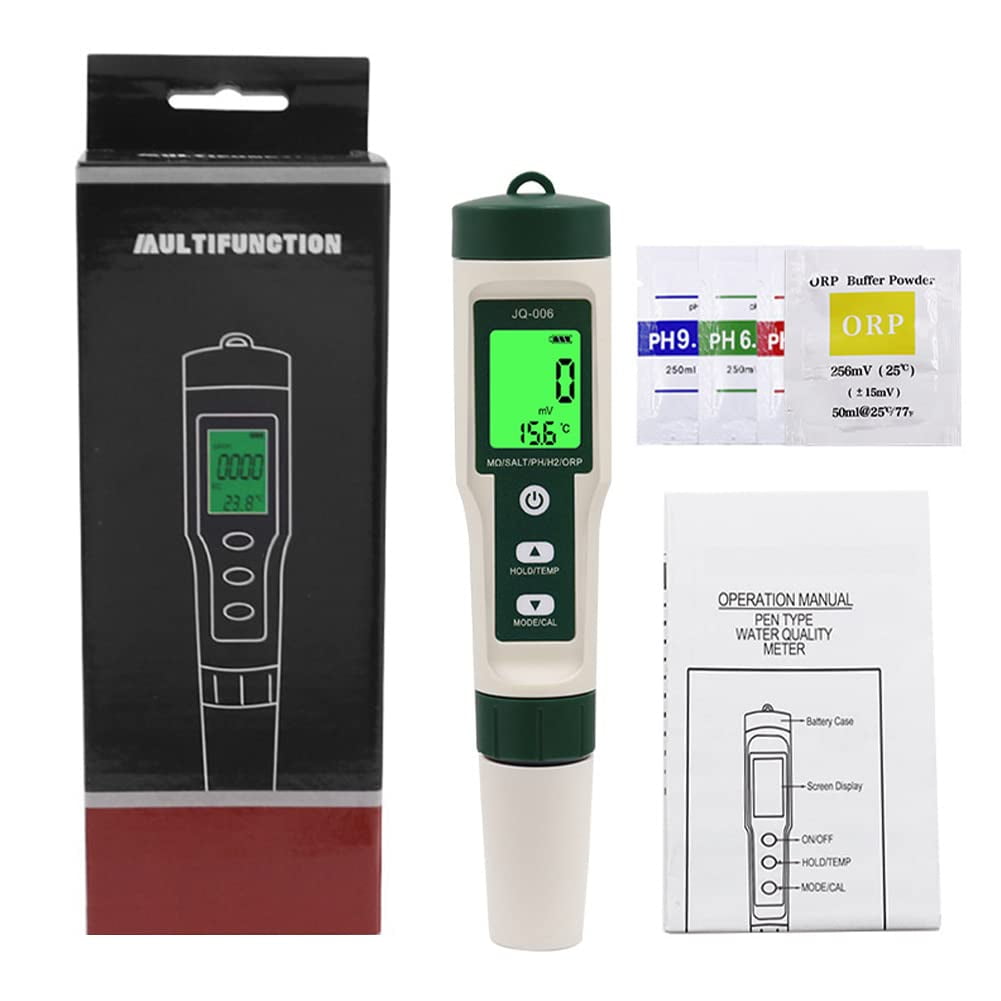 10 in 1 Digital Water Tester Meter, PH/TDS/EC/Salinity/SG/ORP/Hydrogen-rich/Resistivity/Temp/Nutrient Solution, Water Tester Pen for Drinking Water Hydroponics Plant Fish Tank, Pool Salt Tester