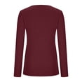 thumbnail image 5 of MIXUE Womens Summer Tops Solid Color V Neck Hollow Out Long Sleeve Fashion Casual Shirts For Women Tee Shirts Activewear,Red,XL, 5 of 6