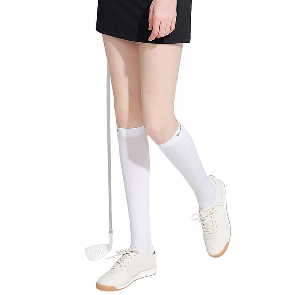 1 Paire de Manches Longues Femmes Chaussettes Glacées Garde-Soleil Bas de Golf Blanc-Court Type