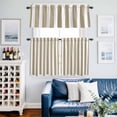 thumbnail image 2 of Beige Striped Kitchen Curtains Sets for Windows 36 Inch Length, Modern Farmhouse Beige White Stripes Rod Pocket Window Treatments Tier Curtains and Valances Set for Bedroom/Bathroom, 2 of 8