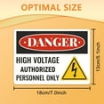 thumbnail image 2 of 10 Sheets 5 x7 Inch Danger High Voltage Stickers Danger High Voltage Sign Electric Shock Hazard - Authorized Personnel Only Durable Stickers Red Black and White, 2 of 9