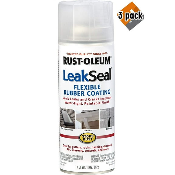 Rust-Oleum Leak Seal Flexible Rubber Sealant Spray - Clear - 3 Pack, 11-Ounce
