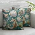thumbnail image 3 of Creowell Sea Shells Starfish Square Pillow Covers, Cute Blue Ocean Cartoon Beach Shells Pillow Case Cushion for Sofa Bedroom Car,Multi-Size White, 3 of 5