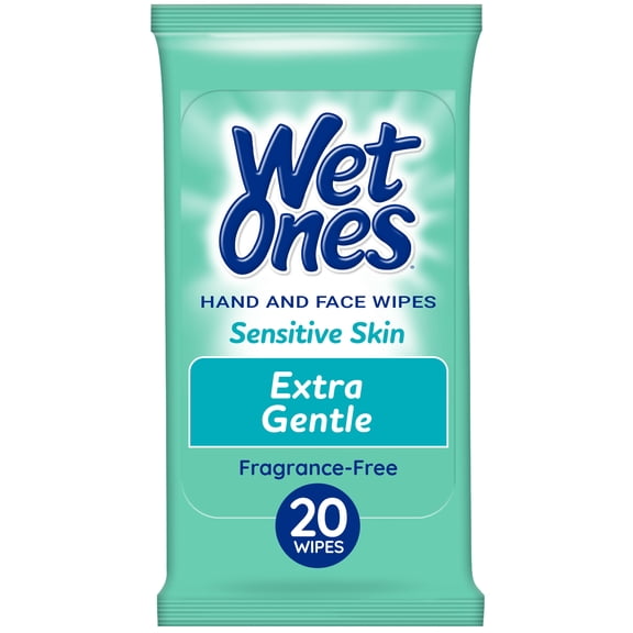 Wet Ones Sensitive Skin Hand Wipes, Fragrance Free, 20 Ct Travel Pack, Hypoallergeni