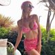 thumbnail image 4 of Womens Lace Up Bathing Suits Ladies 4 Pieces Swimsuit Floral Print Halter Bikinis Set with Beach-Skirt for Beachwear Ins pattern 3 XL, 4 of 4