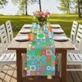 thumbnail image 4 of Table Runners 72 Inches Long Dress Scarves, Colorful Ethnic Farmhouse Kitchen Table Runner, Coffee Tablerunners, Modern Abstract National Geometric Teal 14x72 Inch, 4 of 9