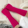 thumbnail image 1 of Gants Roses Mitaines Mode Femmes Manches Tricotées Sans Doigts Gants d'Hiver Doux Chauds Mitaines, 1 of 5