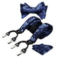 thumbnail image 3 of HISDERN Mens Suspenders and Bow Tie Adjustable 6 Clips Y-Back Suspender & Classic Blue BowTie Set, 3 of 8