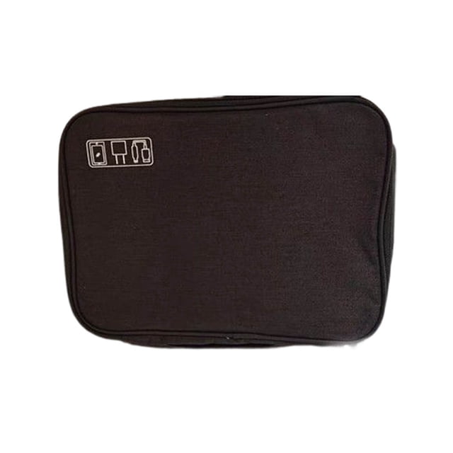 Inteprter Accesorio electrónico 3 capas Multi-compartimentos Estuche de transporte Capacidad Cable Organizador Bolsa Vacaciones Viajes Cables Cámara Carpetas de archivos Negro