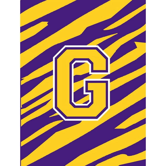 Monogram - Tiger Stripe - Purple Gold Initial G Monogram Initial Flag Garden