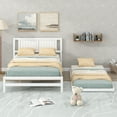 thumbnail image 3 of Harper & Bright Designs Full Size Platform Bed with Adjustable Trundle, Wooden Full Bed Frame with Headboard, White, 3 of 16