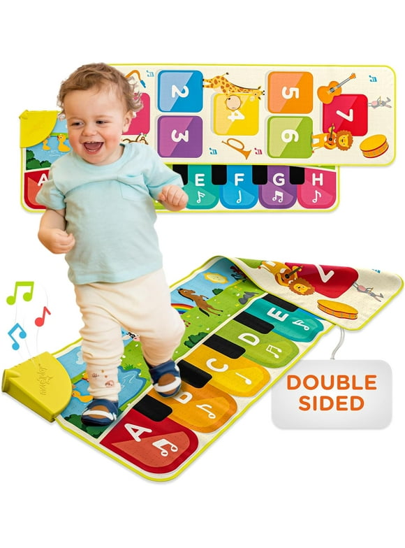 Move2Play, Double Sided Piano Mat, 50+ Sounds & Songs | Birthday Gift for 1 2 3 4+ Year Old Girls and Boys | Toy for Baby & Toddlers