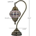 thumbnail image 2 of SILVERFEVER Turkish Moroccan Mosaic Table Lamp - Handmade Swan Neck Tiffany Glass Table Bedside Lamps w Bronze Base14.5 LED Bulb Included Vibrant Wave, 2 of 7