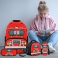 thumbnail image 2 of Yuyamidu Red Fire Truck Backpack Lunchbox Set of 4 Primary School Book Bag Boys Bookbag with Lunch Bag Pencil Box Water Bottle Bag for Kids Ages 4-8, 17 Inch Schoolbag 2nd Grade, 2 of 8