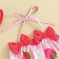 thumbnail image 6 of Bagilaanoe Toddler Baby Girls Swimsuits 2 Piece Bikinis Set Strawberry Print Crop Tops + Shorts + Swimming Cap 3M 6M 12M 2T 3T Kids Swimwear Bathing Suit Beachwear, 6 of 8