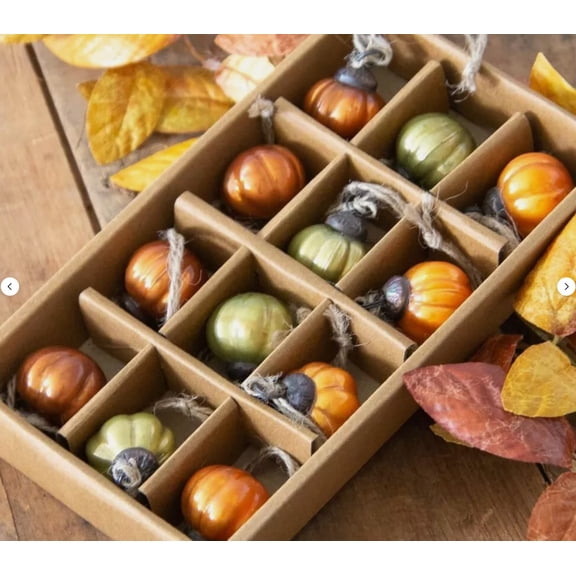Mini Pumpkin Mercury Glass Christmas Fall Harvest Holiday Ornaments 12 Piece