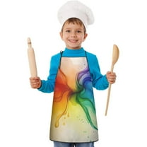 Colorful Ink Pattern Kids Aprons for Girls and Boys,Adjustable Neck Strap Toddler Aprons for Kids Cooking Baking