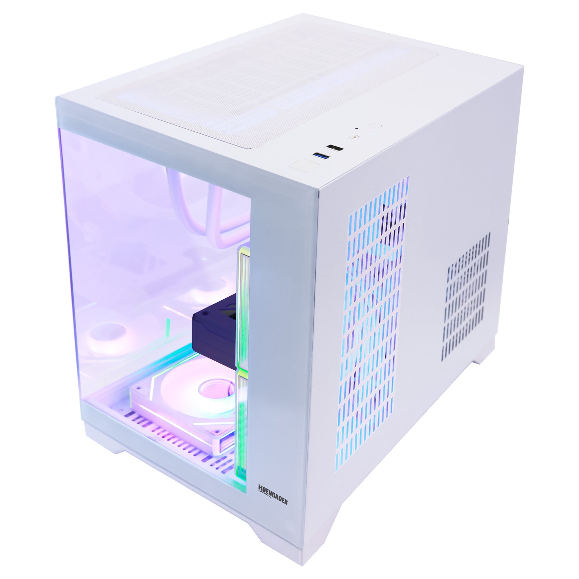 Hoengager Gaming Desktop, AMD Ryzen 7 8700F, GeForce RTX 5050 8GB, 16GB DDR5, 1TB PCIe, 240mm AIO Liquid Cooler, Windows 11 Prebuilt Computer-White