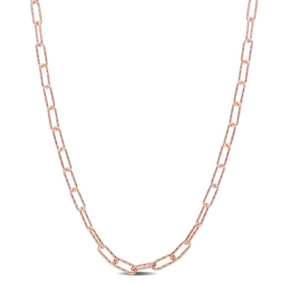 AMOUR Fancy Paperclip Chain Necklace In Rose Plated Sterling Silver, 18 In