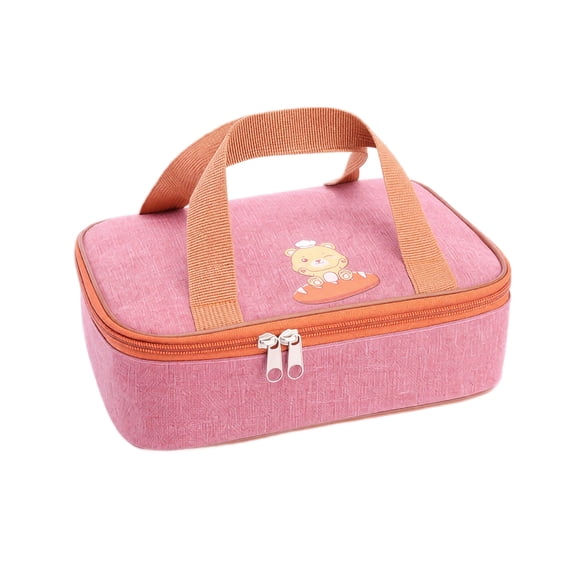 THOPBPRK Cute Cartoon Insulated Lunch Bag Compact Thermal Tote Portable Lunch Box Carrier Mini Handbag For School Picnic Travel Outdoor Food Container Pouch , Red