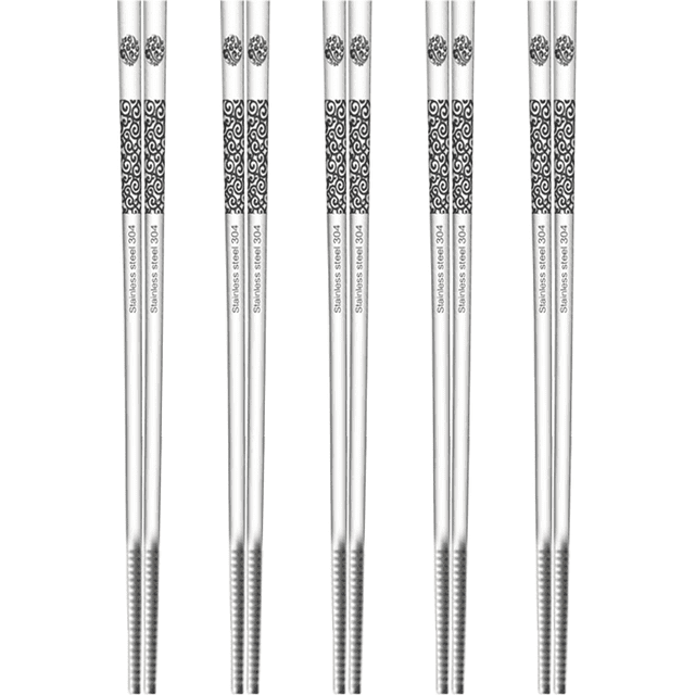 pares de palillos de acero inoxidable reutilizables, aptos para lavavajillas, cuadrados, ligeros, antideslizantes, juego de regalo Ormromra CPB-DE-LYY1362-2